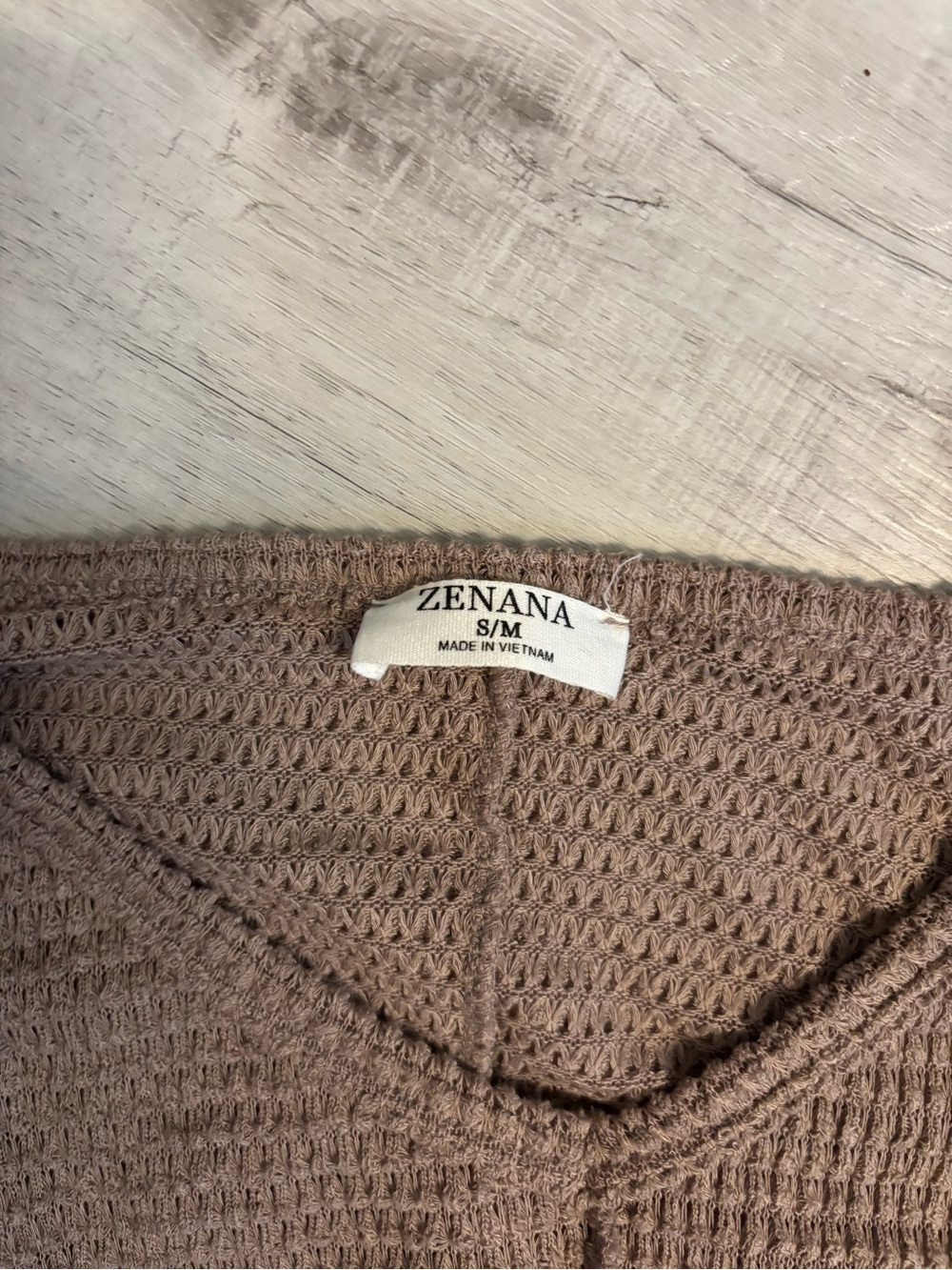 ⭐️ SALE - Zenana Waffle Knit Dolman Sweater Taupe V-Neck Oversized S/M Boho - Picture 6 of 9